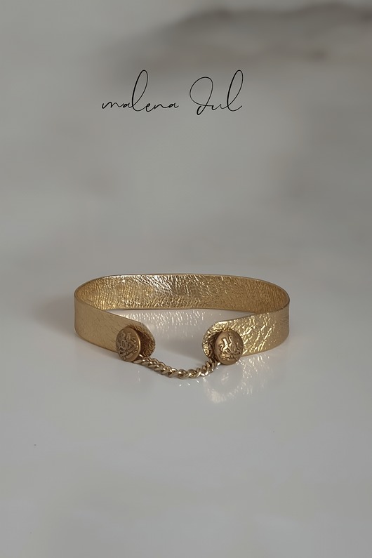 chokery Złoty  CHOKER skóra naturalna  złota awangardowy naszyjnik bohochic elegancki