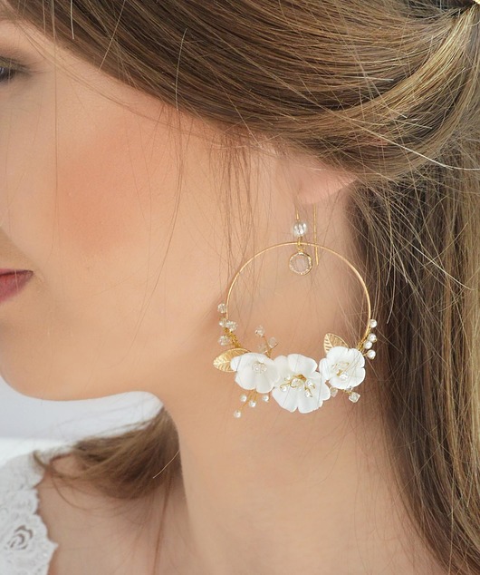 Kolczyki Swarovski koła zdobione kwiatami Anelis Atelier