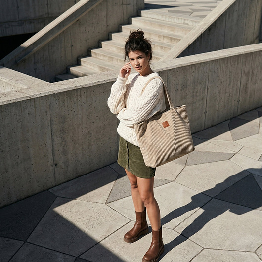 torby na ramię Duża torba ze sztruksu Mili Cozy - Sand