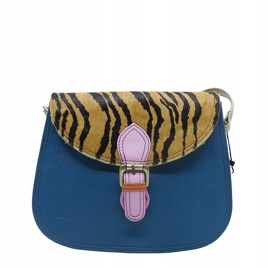 torby na ramię Torebka damska listonoszka skórzana klapka w zwierzęcy wzór eko OLIVKA