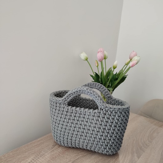 torebki do ręki Koszyk - torba szydełkowa do ręki ze sznurka 25cmx20cm