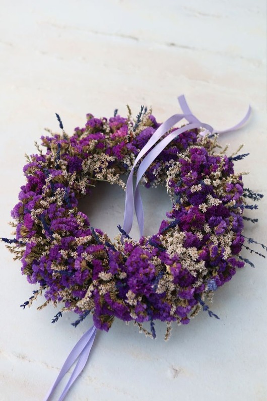 wianki Lawendowy Wianek na drzwi, Wianek z Suszonych kwiatów