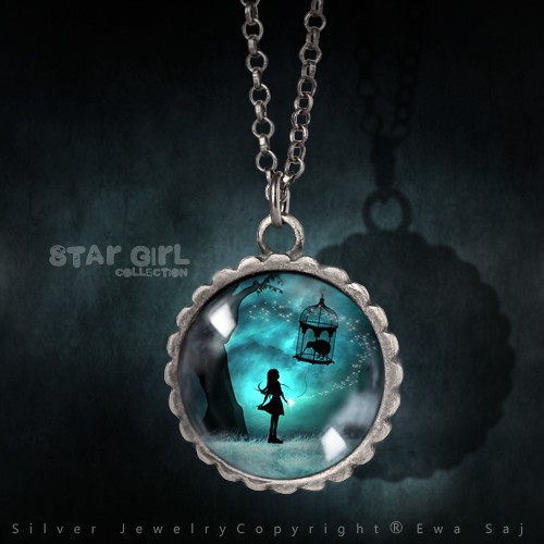 wisiory Star Girl collection - srebrny mini flover