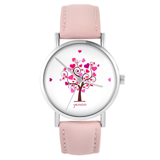 zegarki damskie Zegarek - Drzewo miłości - pudrowy róż