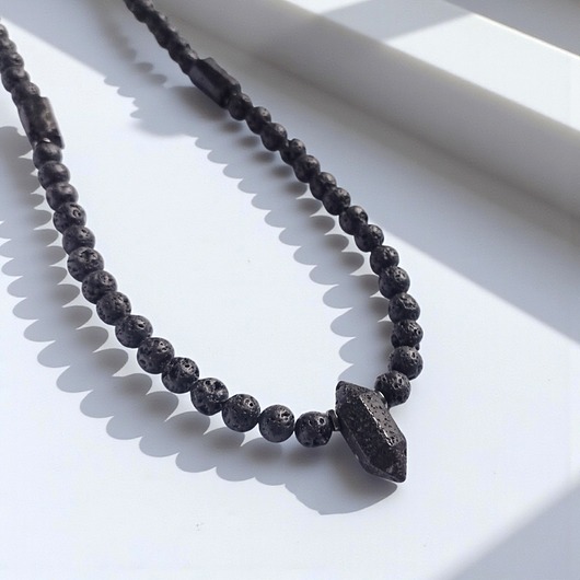 biżuteria męska OCHRONA, energia : naszyjnik męski : lawa, turmalin