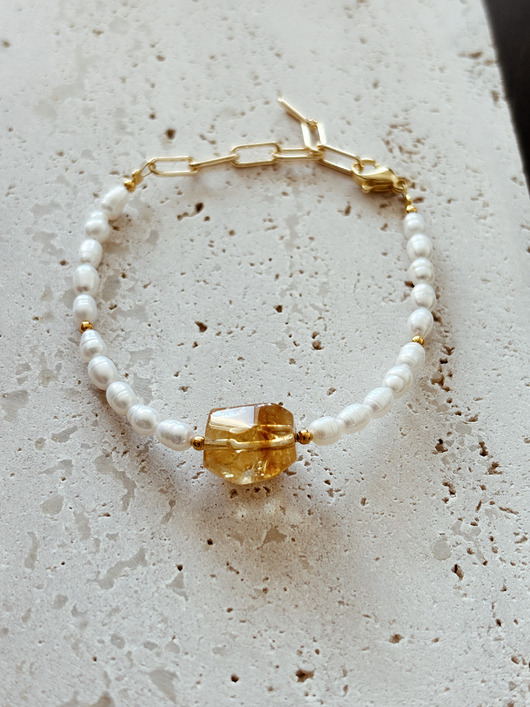 bransoletki z kamieni naturalnych Bransoletka z pereł naturalnych Cytryn