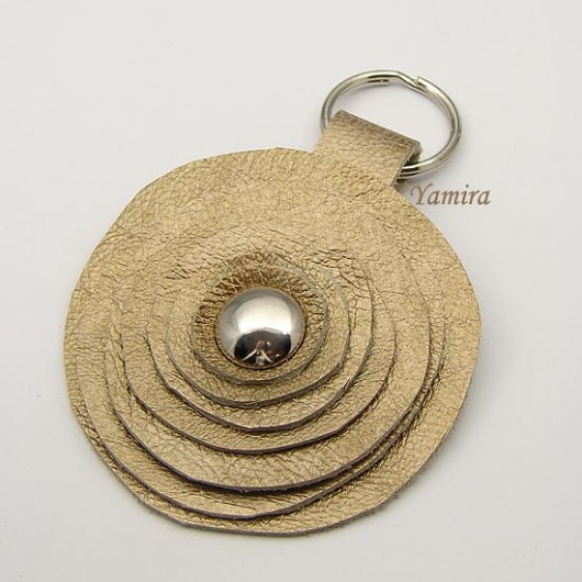 brelok : gold real leather flower : yamira
