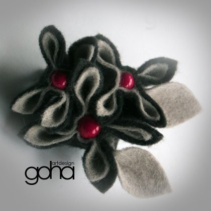 Amarantowa z szarościami FlowerFelt Design
