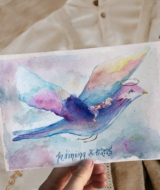 Chrzest - inne Ręcznie Malowana Pamiątka Chrztu Dziewczynka