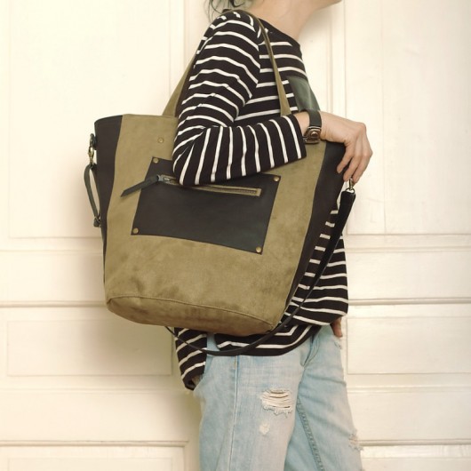 Bucket Bag - czarno-oliwkowa hairoo