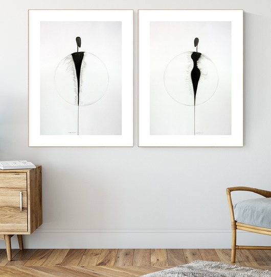 zestaw 2 grafik 50x70 cm wykonanych ręcznie Krystyna Siwek Art