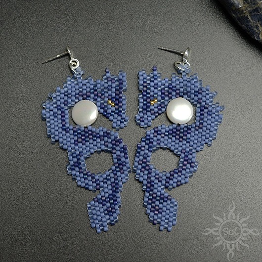 kolczyki - inne Azanarn, kolczyki ze smokami, beading