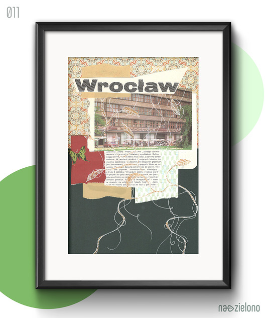 Plakat Wrocław na zielono - kolaż A4 NA ZIELONO