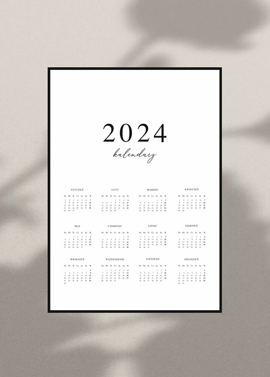 kalendarze i plannery Minimalistyczny kalendarz na rok 2024