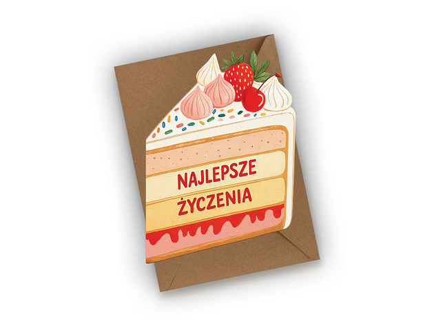 kartki okolicznościowe - wydruki Kartka urodzinowa- Najlepsze życzenia (torcik)