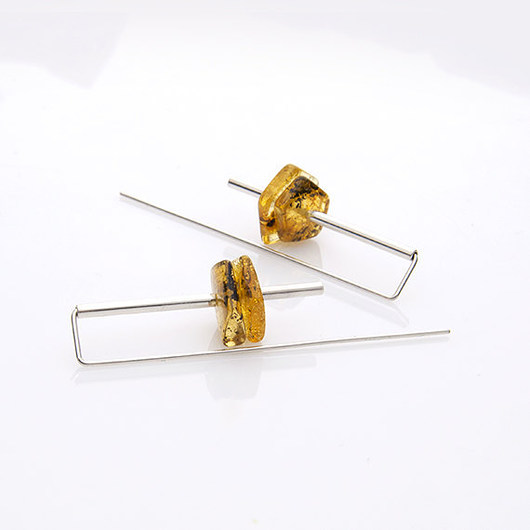 kolczyki z kamieniami Kolczyki Tequila z bursztynem