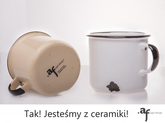 2 Kubki 'Jestem z Ceramiki' - 1 Biały, 1 Kremowy Agaf Design