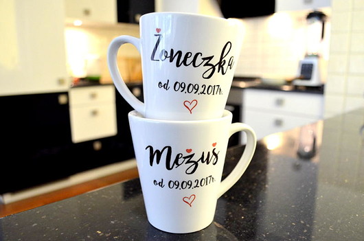 Kubki Ślubne Latte Żoneczka/Mężuś FarrowDesign