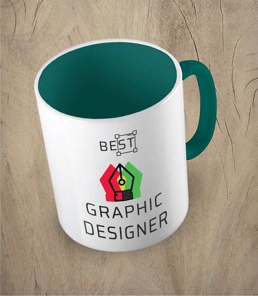 kubki Kolorowy kubek z hasłem BEST GRAPHIC DESIGNER - mix kolorów