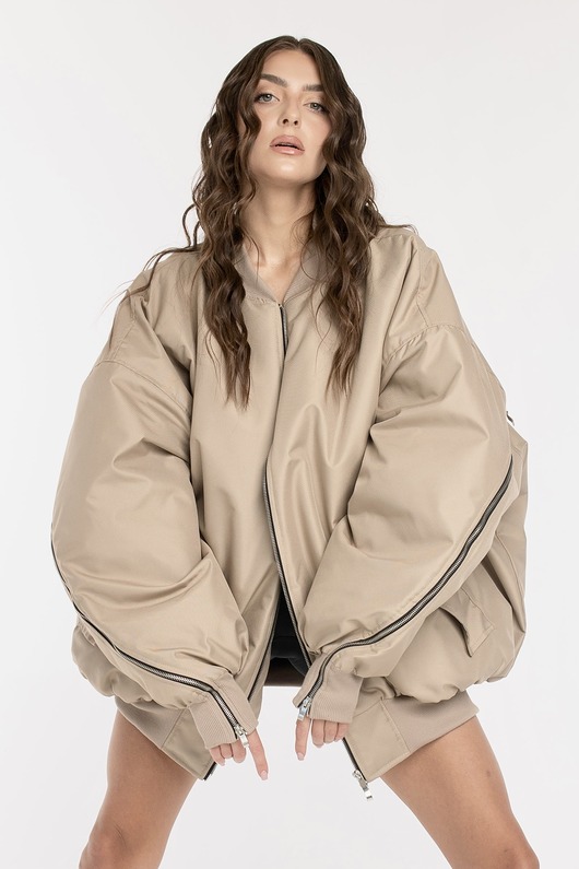 kurtki damskie Kurtka typu bomber mocca zipper