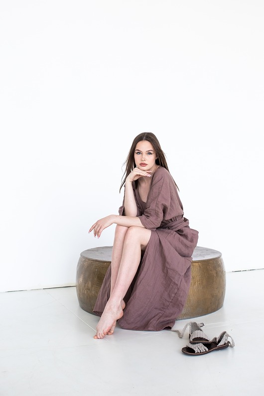 sukienki maxi damskie Sukienka lniana,miękki len, 100% len,