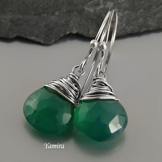 chalcedony deep green - kolczyki yamira