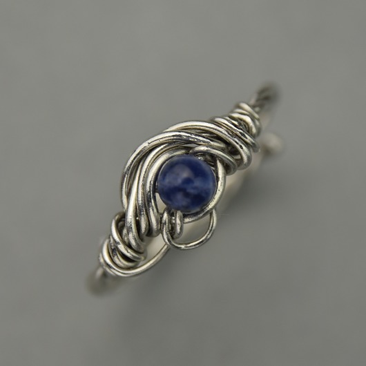 pierścionki - różne Pierścionek regulowany sodalit wire wrapping