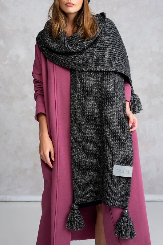 szale damskie Zimowy szalik damski Czarny Twistmee