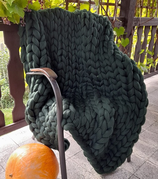 koce i narzuty Duży koc z merynosów, zieleń butelkowa