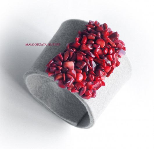 Koralowa z szarością FlowerFelt Design