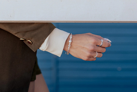 bransoletki z kamieni naturalnych Bransoletka z Perłą i Kwarcem Różowym