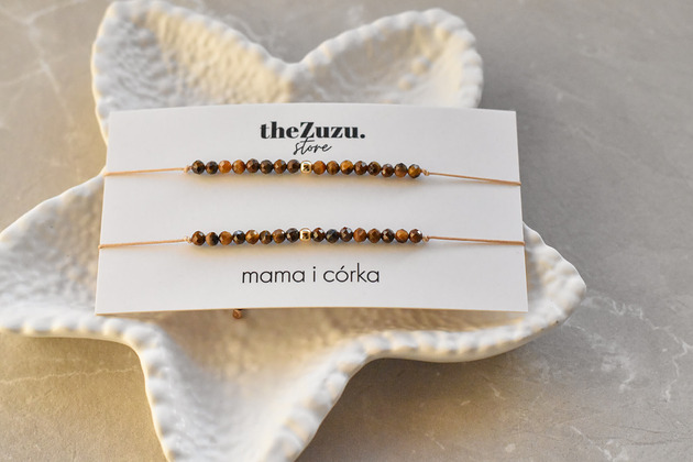 bransoletki na sznurku Bransoletka z tygrysim okiem dla mamy i córki