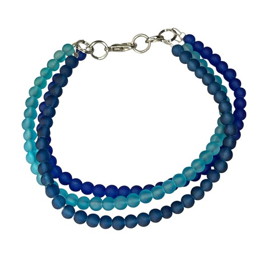 bransoletki ze szkła Bransoletka z matowych koralików w odcieniach morza