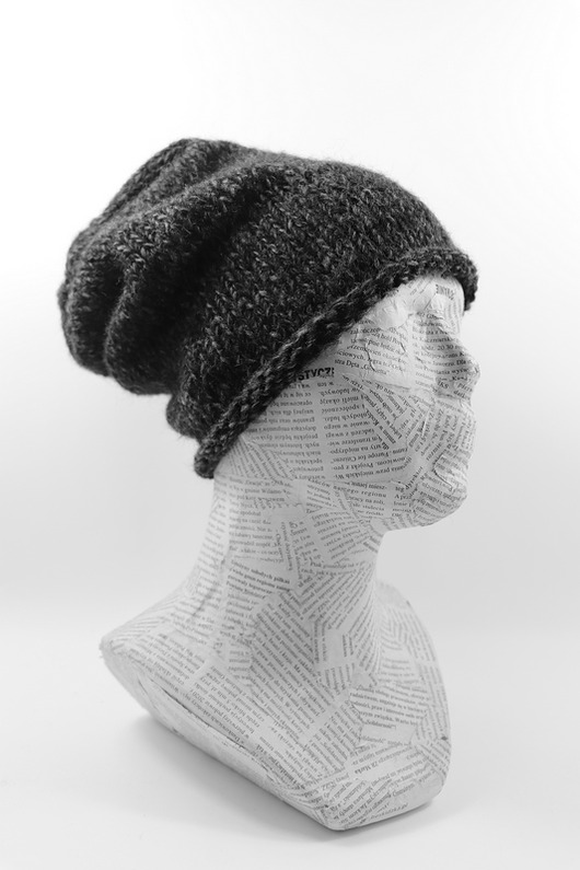czapki i kapelusze męskie Luźna czapka czarny melanż beanie hipster nerd krasnal