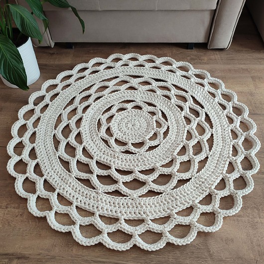 dywany Dywan szydełkowy okrągły ze sznurka bawełnianego 95cm