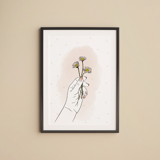 grafiki i ilustracje Ilustracja Autorska: Stokrotki w dłoni