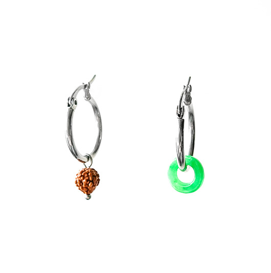 Kolczyki Jadeit+Rudraksza  NOMAD ACCESSORIES