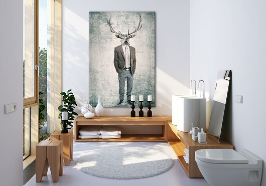 OBRAZ NA PŁÓTNIE - JELEŃ W GARNITURZE- 80x120cm NOWdeco