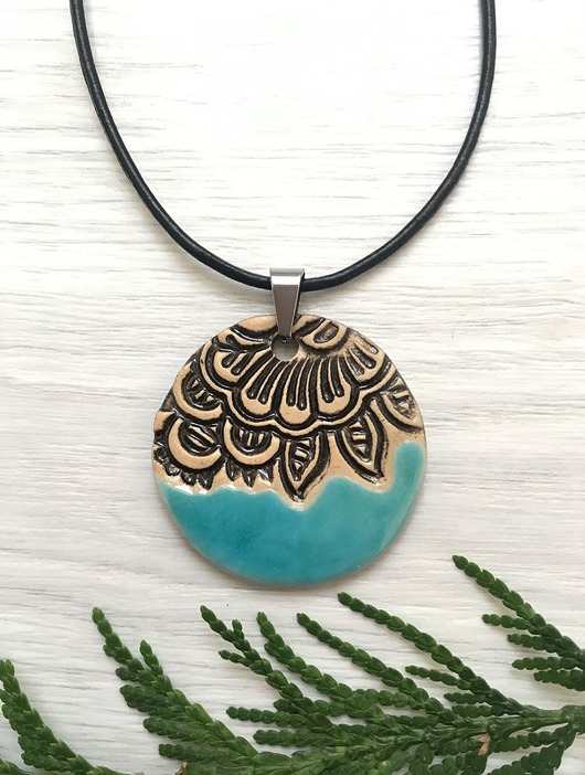naszyjniki - inne Naszyjnik etno z turkusem