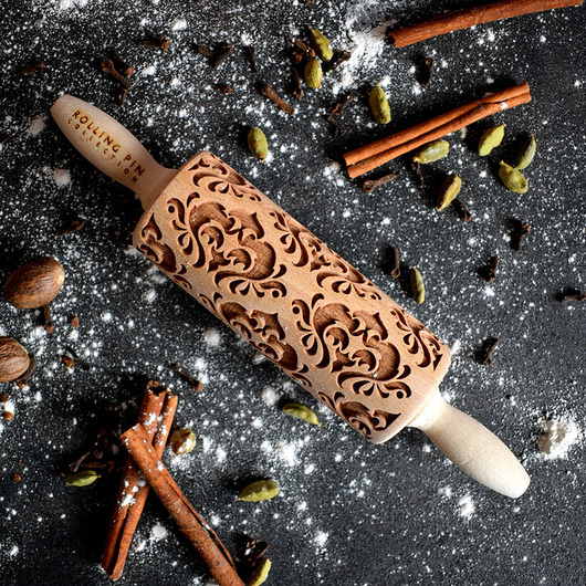 damask 3- mały wałek grawerowany do ciastek Rolling Pin Collection