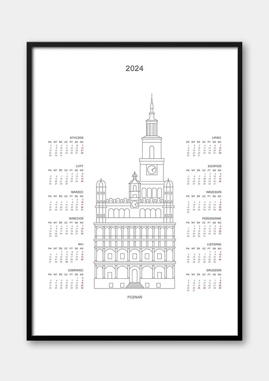 kalendarze i plannery Plakat Kalendarz Poznań 2024