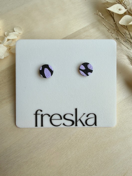 kolczyki z masy plastycznej Kolczyki Spots - fioletowe kółka