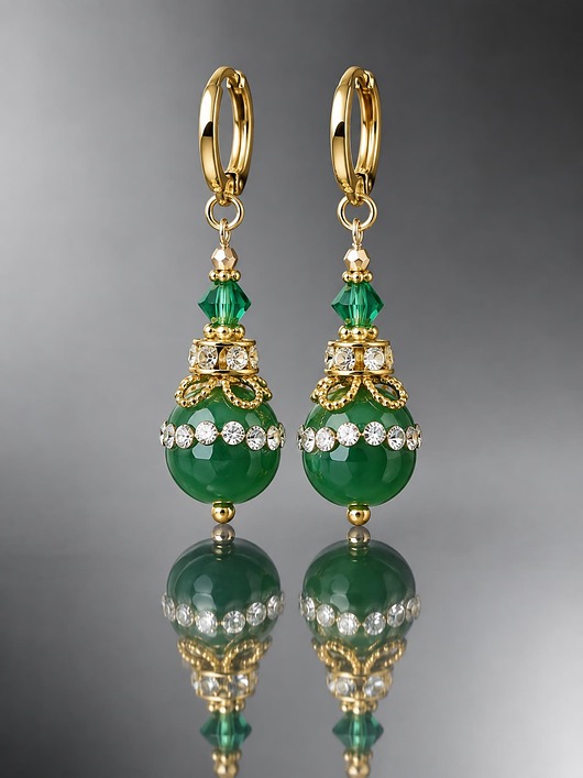 kolczyki z kamieniami Alloys Collection - Onyx green - kolczyki /14.11.25/