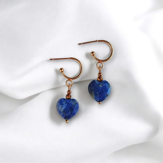 kolczyki z kamieniami Kolczyki serduszka LAPIS LAZULI : wyjątkowy prezent