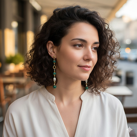 kolczyki pozłacane Eleganckie kolczyki z turkusem srebro 925