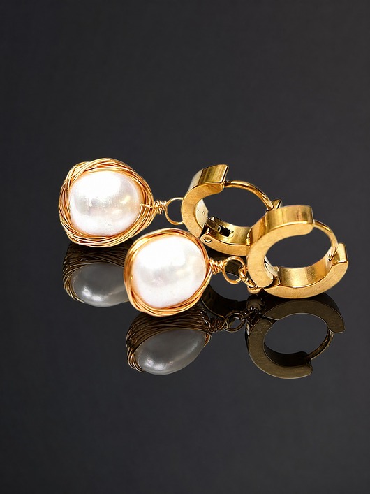 kolczyki pozłacane Kolczyki pozłacane Pearls [white] perły vol. 28