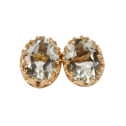 kolczyki pozłacane Złote kolczyki owalne Beau z zielonym ametystem