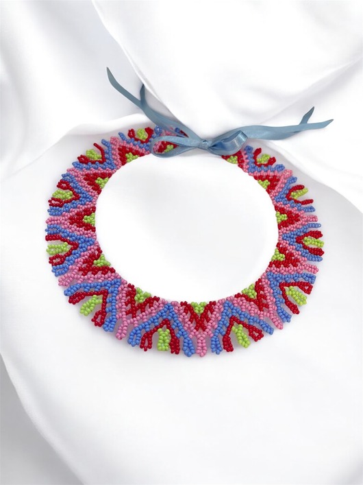 kolie Kolorowy naszyjnik z koralików handmade etno folk boho