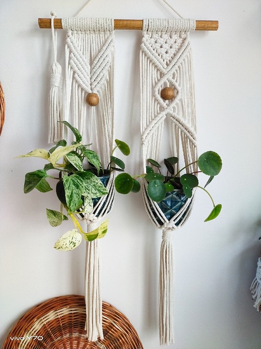 kwietniki Kwietnik makrama podwójny , na 2 doniczki