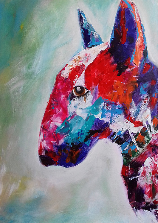 Bulterier 50x70 płótno, ręcznie malowane millla